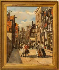 Erasmus Bernard van Dulmen Krumpelman, Untitled, Oil On Canvas, 20th C., Amsterdam Street Scene