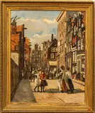 Erasmus Bernard van Dulmen Krumpelman, Untitled, Oil On Canvas, 20th C., Amsterdam Street Scene