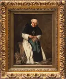 David Sani, Untitled, Oil On Canvas Mounted To Board, 19th C., Monk With Fiascos