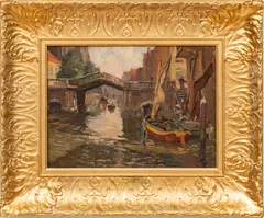 Irving R. Bacon, Untitled, Oil On Canvas Mounted To Board, Ca. 1909, Dordrecht, Holland