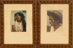 Hand Colored by Ernst Hugo Brehme, Gelatin Silver Prints Mexican Portraits, offered Jul 2023