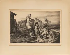 Untitled by John Edward Costigan, Etching On Paper, 1949, Fall Plowing, offered Jul 2023