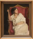 Ármin Glatter, Untitled, Oil On Canvas, Portrait Of A Woman With A Cigarette