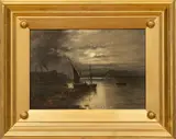George Cole, Untitled, Oil On Canvas, Moonlight Fishing