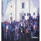 Nicola Simbari, Piazza del Duomo, Oil on Canvas
