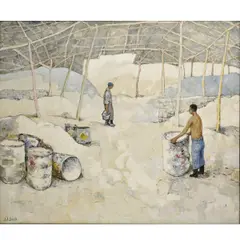 Jose Antonio, American ( born 1935) " Workers in The Salt Mine" by Jose Antonio, Oil on Canvas, offered Sep 2026