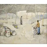 Jose Antonio, Jose Antonio, American ( born 1935) " Workers in The Salt Mine", Oil on Canvas