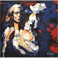 Serenity by Nicola Simbari, Oil on Canvas. Unframed. Depicting a female in deep mediation, offered Sep 2026