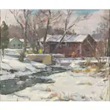 Carl W. Peters, Fairport Farm Winter Chores, Oil on canvas
