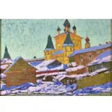 Nikolai Timkov, Untitled, Oil on Most Likely Canvas Landscape of a Scene Depicting Rostov in Winter
