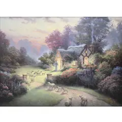 Thomas Kinkade, The Good Shepards Cottage, lithograph on canvas. Affixed