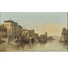 František Hanus Herink, Venice Grand Canal, Oil on Canvas