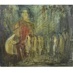 Cityscape Framed by Zvi Raphael, Oil on Canvas, offered Aug 2026