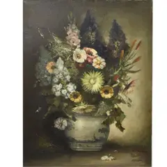 Klaus Clausmeyer, Untitled, Oil on Canvas Still Life of Flowers
