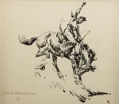 Joe De Yong, Bucking Horse, ink