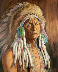 Chief Little Wolf by Elizabeth Lochrie, oil on board, offered Mar 2026