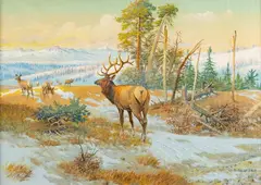 Olaf Carl Seltzer, Herd Bull, oil on board