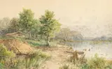 John Fery, On the Lake, watercolor