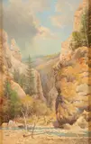 Ralph E. DeCamp, In the Canyon, oil on board
