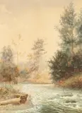 On the River by Ralph E. DeCamp, watercolor, offered Mar 2026