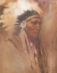Harley Brown, Bull Plume, pastel