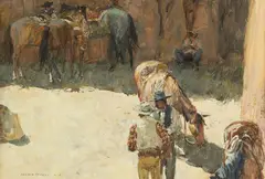 Donald Teague, Rendezvous with Wells Fargo, watercolor