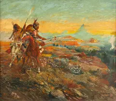 William Standing, On the Defense, oil on board