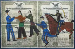 The Arrest of Crazyhorse by Stan Natchez, mixed media on May Department Stores Company stock certificates, offered Mar 2026