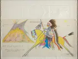 George E. Flett, Sun Boy Riding to the Deer Lodge for A Council Meeting, mixed media