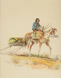 Olaf Wieghorst, On the Move, ink and watercolor