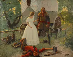 Paul Strayer, A Ladies Honor 29" x 37", oil on canvas