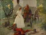 Paul Strayer, A Ladies Honor 29" x 37", oil on canvas