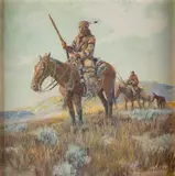 Nick Eggenhofer, Mountain Men on the Move 14.5" x 14.5", gouache