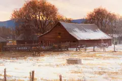 Joe Abbrescia, Winter Barn, oil on board