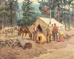 Newman Myrah, Hailing the Camp, oil on canvas