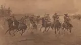 Frederic Remington, A Dash for the Timber, lithograph 1917 A.W. Elson reproduction, Elson Co. blind stamp lower center $1,0