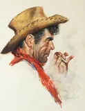 Tom Ryan, Cowboy, mixed media
