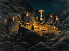 Harvey W. Johnson, The Westerners, oil on canvasboard
