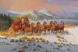 Stagecoach by Jr. Paul Abram, oil on canvas, offered Mar 2026