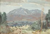 Carl Oscar Borg, Mountain Road, gouache