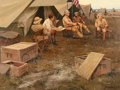 John Seerey-Lester, The Arrival, oil on board