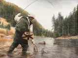 Fishing the Gallatin by Kevin Daniel, oil on board, offered Mar 2026