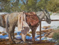 Amery Bohling, Fresh off the Kaibab Trail, oil on board Singed lower right Verso: