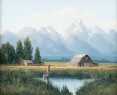 Gene Speck, Jackson Hole Ranch, oil on board