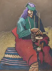 Darren Vigil Gray, Seated Indian, pastel