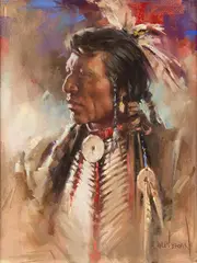 Harley Brown, White Eyes - Sioux, pastel