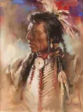 Harley Brown, White Eyes - Sioux, pastel