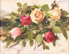 Robert A Johnson, Rose Bouquet I, oil on linen on board