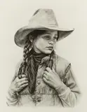 Cowgirl by Carrie Fogwell, pencil, offered Mar 2026