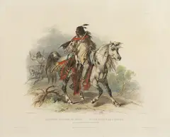 Karl Bodmer, Blackfoot Indianer Zu Pferd, lithograph, Fig XIX London Published by Ackermann and Co. $800-1,200